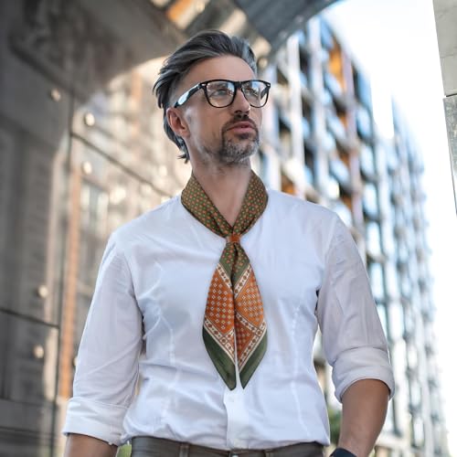 Image of 27.5 Inches Square Silk Feeling Neck Scarf for Men Necktie Silk Bandanas Pocket Square Cowboy Scarves