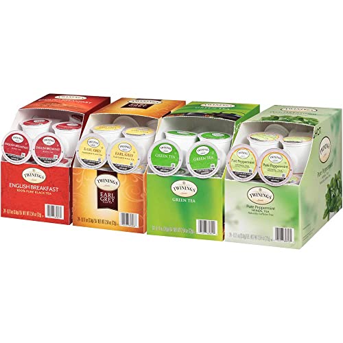 Twinings Tea K-Cup Pods Sampler, English Breakfast, Earl Grey, Green, Pure Peppermint Tea, For Keurig And Single Cup Brewers, 24 Count (Pack Of 4) #TOP4