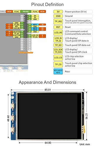 Image of Waveshare 3.2inch Resistive Touch Display Compatible with Raspberry Pi 4B /3B+ /3B /2B /B+ /A+ /Zero /Zero W /WH /Zero 2W Series Boards 320x240 Resolution SPI