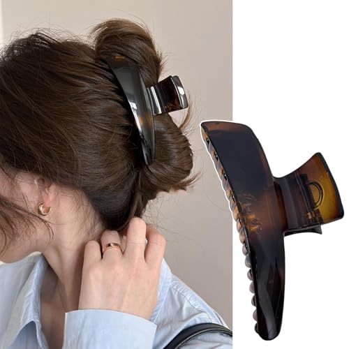 Kasune ヘアクリップ 大きめ 髪留め ヘア クリップ しっかりとまる べっ甲 バレッタ 強力 おしゃれ バンスクリップ 大人 毛量多い hair clip ヘアアレンジ 大人向け ヘアアクセサリー 韓国風 お洒落 髪飾り 優雅 12cmの商品画像（Amazon）