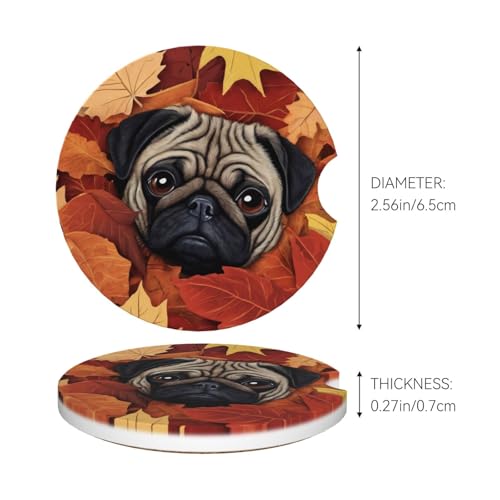 2pcs Car Cup Holder Coaster Pug Dog Absorbent miniatura 5