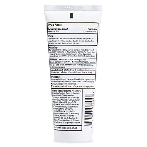 Corganics Topical Pain Relief Cream Natural Essential Oil Based Knee Joint Back Leg Feet Foot Hands Arthritis - Tube, 4 Oz. #TOP1