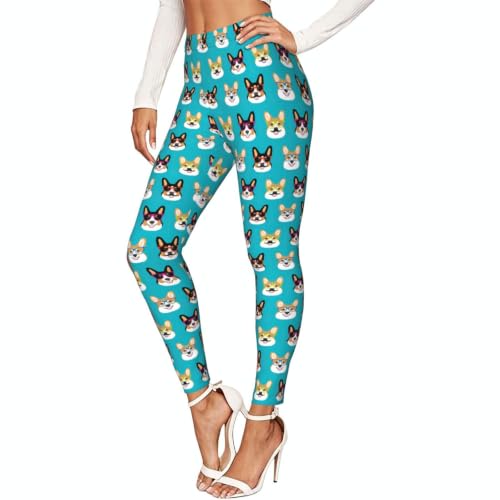 Leggings de Corgi con gafas para mujer mallas largas de yoga
