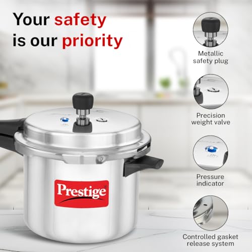 Prestige 2 Litre + 3 Litre + 5 Litre Aluminium Popular Max Outer Lid Pressure Cooker Combo with 2 Lids | Gas & Induction Compatible | Visual... - Image 5