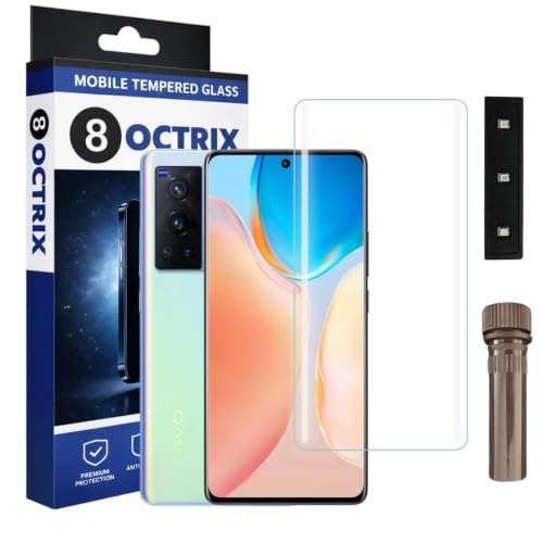 Image of Curved UV Tempered Glass Screen Protector for Vivo X70 Pro | Transparent | Pack of 1 | Full Screen Coverage with UV Installation Kit