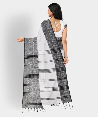 Image of eC ESHA'S COLLECTION Women's Cotton Blend Begumpuri Handloom Saree With Unstitched Running Blouse Piece