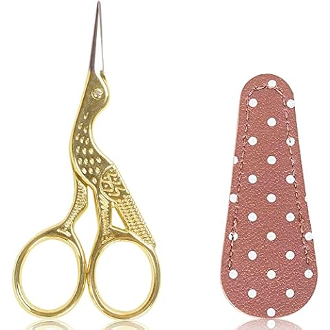 BIHRTC 3.6inch Little Embroidery Scissors Sharp Stainless Steel Tip Scissors Cross Stitch Scissors for Office Home Manual Sewing Handicraft DIY Tool Art Work Needlepoint Crochet Vintage Detail Shears Cover