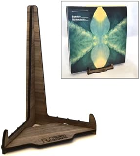 Vinyl Record Storage Holder Display Mini Stand, Now Playing, up to 10 Records, Walnut Veneer