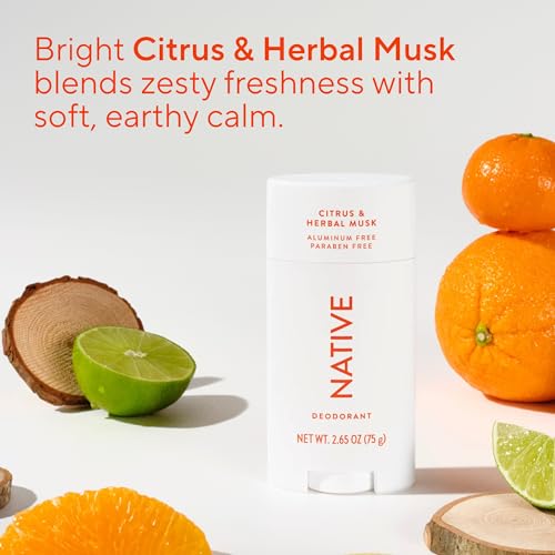 Image of Native Deodorant Contains Naturally Derived Ingredients, 72 Hour Odor Control, Deodorant for Women and Men, Aluminum Free, Citrus & Herbal Musk 2.65oz
