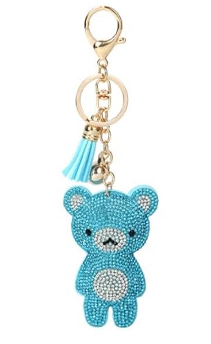 [LUMIACTY] くま キーホルダー ラインストーン キラキラ バッグチャーム (スカイブルー)のサムネイル