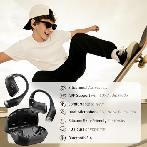 Image of LYPERTEK SOUNDFREE S40 Wireless Open Ear Earbuds, Bluetooth 5.4, 40H Playtime, 2-Mic ENC Noise Cancelling, IP55 Waterproof, 8.3g Lightweight Sports Earphones with Ear Hooks for Running Gym Workout