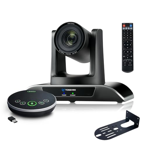12x Zoom Conference Room Video Camera System, Al Auto-Tracking HD 1080P 60fps 12X Optical Zoom USB3.0 HDMI PTZ Camera 75° FOV and Bluetooth Conference Speaker with Microphones Bundle for Medium Room
