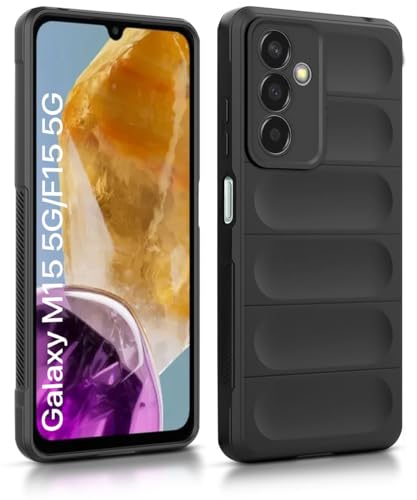 Image of WOW IMAGINE Ultimate Silicon Back Cover Case for Samsung Galaxy M15 5G Prime Edition | M15 5G | F15 5G | Drop Protection Bumper | Anti-Slip Grip | Scratch Proof Micro-Fibre Cloth Inside (Pitch Black)