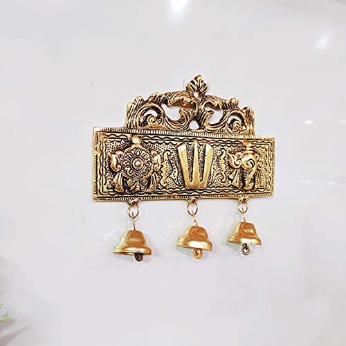 Image of KridayKraft Tirupati Door Hanging Shankh Chakra Namah Latkan Gold Plating Antique Decorative for Home,Office & Room,Showpiece Figurines,Religious Idol..., 15 cm , 3 cm