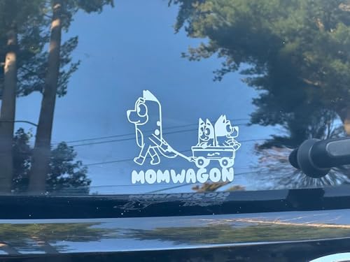 Image of Momwagon Window Decal Waterproof White Vinyl Sticker Funny Momwagon Vinyl Decal for Car Truck Windows & SUVs