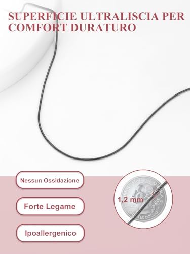 FOCALOOK Collana a catena a serpente, 2 mm, in acciaio