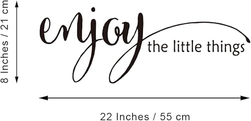 Miniatura 6 de Enjoy The Little Things - Calcomanía de vinilo puro negro para pared, citas, letras artísticas, escritura a mano, decoración de habitación, palabras
