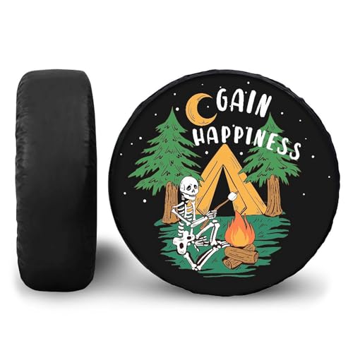 Image of Spare Tire Cover for RV Trailer, PU Leather Tire Cover Waterproof Sun Protection with Outdoor Camper Design, Fit for Trailers, RV, SUV, Off-Road Vehicle, Camper, and Trucks (14 inch)