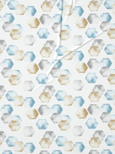 Image of DDECOR Live Beautiful 100% Cotton 145TC Geometric King Bedsheet with 2 Pillow Covers | Rotary Printed Breathable Fabric | 224 CM X 254 CM | Luxury Bedding for Home | Cresta Collection | Milky Blue
