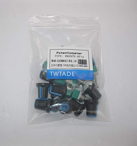 Twtade 10Pcs Single Linear Rotary Seal Amplifier Potentiometers Type 5K,10K,20K,50K,100K（Each 2）Ohm Knurled Shaft 6Pin Rk097N-6-5K-100K #TOP5