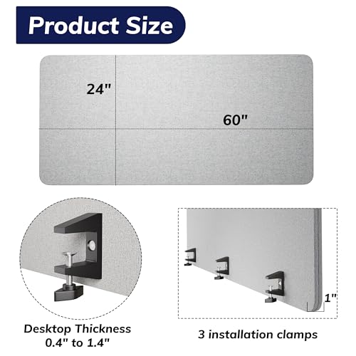 KERRAM Desk Privacy Panel Sound Absorbing & Proof Desk Divider for Office by KERRAM - Image 6