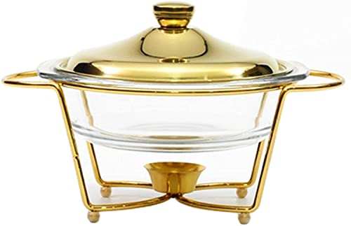 Plato redondo con tapa de cristal – Servidor de buffet de 2 L, acabado plateado, ideal para catering y fiestas