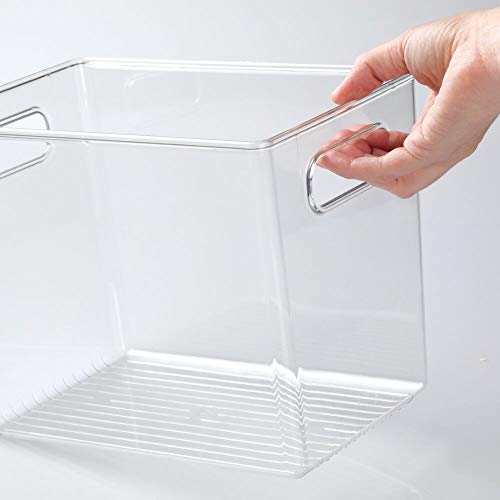 mDesign Organizer per camera – Porta oggetti in plastica ideale per armadi e cassetti – Contenitore con maniglie per buste, penne e altri articoli di cancelleria – trasparente - Image 3