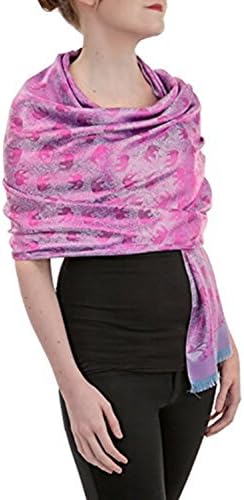 Opulent Luxury Women's Pashmina Cashmere Wrap Scarf Soft Shawl - 72 x 27 Inch Pink & Baby Blue