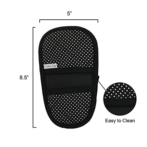 Cuchina Safe Heat Resistant Oven Mini Mitts with Pot Holder Pouch - 3 Piece Set (Black)