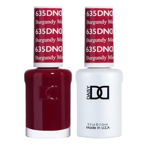 DND Gel Polish Set - 1 each of Red Gel Polish and Red Nail Polish 635 Burgundy Mist 0.5 Fl Oz