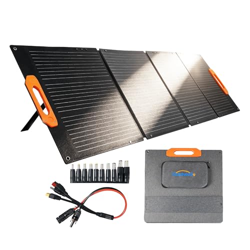 200W Portable Solar Panel for Power Station 25% High Efficiency ETFE Foldable Solar Panel Charger QC3.0 USB-C 66W MC4 Output IP67 Waterproof for Outdoor Camping RV Emergency Power Supply