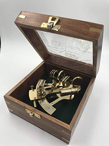 Nautical Brass   Sextante de latón (12,7 cm, caja de madera)