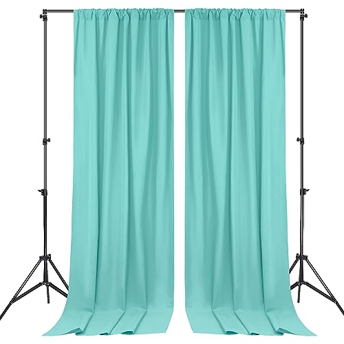 Image of SoarDream Turquoise Backdrop Curtains Polyester 4 Panels 5ft x 10ft Photo Backdrop Drapes Mermaid Party Baby Shower Birthday Decorations