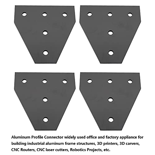 4 Pcs Joint Plate, Ttzeze Surface Anodic Oxidation Black T Shape Corner Bracket Plate 5 Hole Outside Joining Plate For 3030 Series Aluminum Profile 3D Printer Frame #TOP5