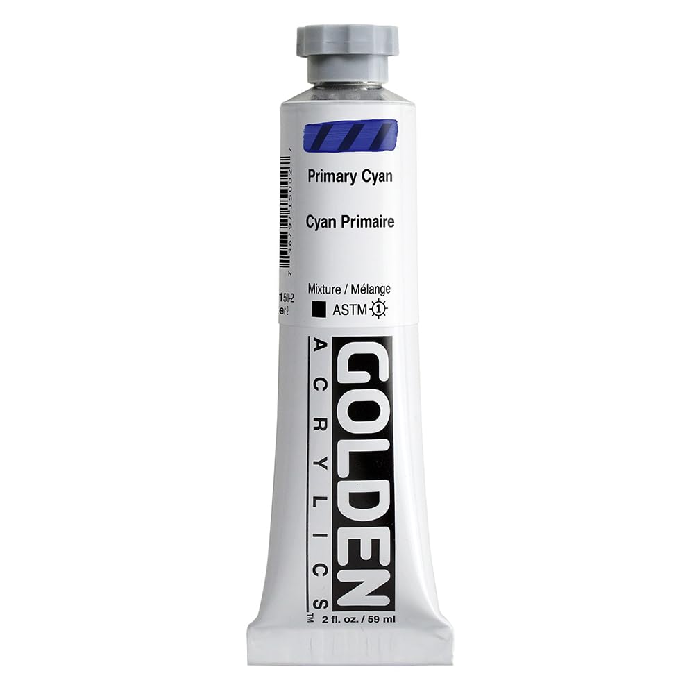 Heavy Body Acrylics by GOLDEN, Primary Cyan, 2 fl. oz. Tube, Professional Acrylic Paint, Opaque