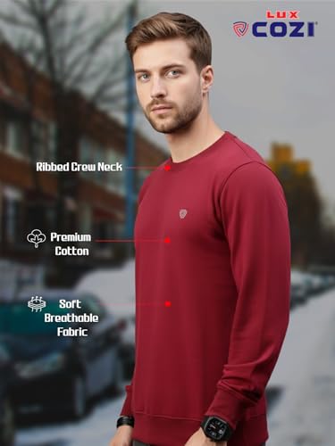 Image of Lux Cozi Men's Cotton Crew Neck Full Sleeve Sweatshirt | Sweatshirt for Men