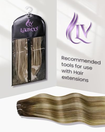 Image of LaaVoo Hair Extension Clip ins Ombre Brown to Blonde, 5pcs 20inch 80g | Remy Human Hair Clip in for Travel, Natrual, Quick Volume, Seamless, Double Weft