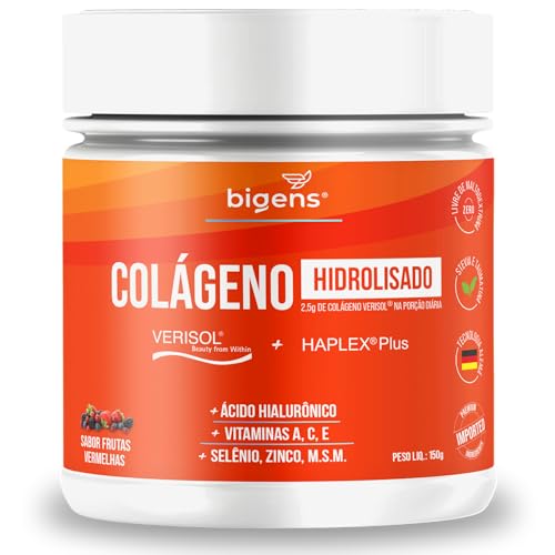 Colágeno Hidrolisado Verisol + Haplex Plus com Ácido Hialurônico e Vitaminas A, C, E, Selênio, 150 g em Pó, Bigens (Unidade)
