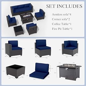 Gotland8pieceoutdoorpatiofurnituresetwithgasfirepittablesectionalsofaw43inpropanefirepit55000btuautoignitionfirepitwglasswindguard Urban Country Home Decor Gotland 8 piece outdoor patio furniture set with gas fire pit table sectional sofa w43in propane fire pit 55000 btu auto ignition firepit wglass wind guard urban country home decor