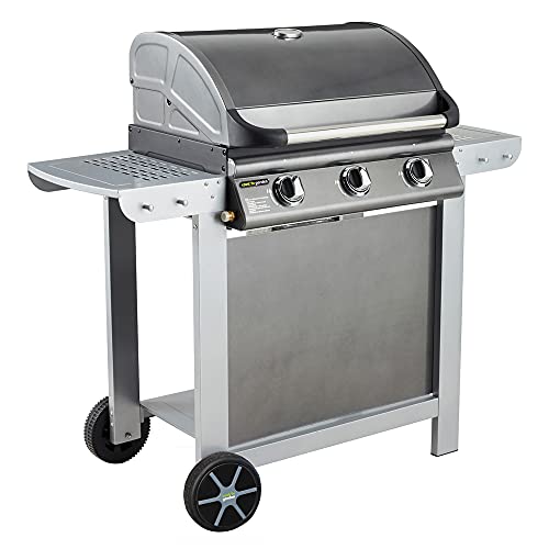 Barbacoa De Gas Con Carrito - Fiesta 3 - Parrilla + Plancha - Cubierta Con Termómetro Integrado - Superficie De Cocción : 2 762,5 Cm² - Puissance : En Oferta Cook 'In Garden Barbacoa Gas Combinada Con Capot Fiesta 3 Plata 81,5 X 51,5 X 29 Cm Am007T
