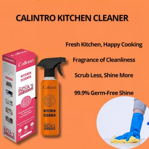 Image of Kitchen Cleaner 500 ml - Powerful Degreaser Spray with Lemon Freshness | Multi-Purpose Oil, Grease & Stain Remover for Gas Stove, Chimney, Sink, Tiles & Kitchen Surfaces, Safe & Effective