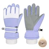Beurlike Winter Gloves for Kids Waterproof Warm Fleece Ski Snow Mitten Gloves Gift for Boys Girls Cold Weather Sports(PurpleL)