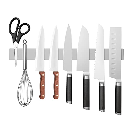 16 Inch Magnetic Knife Strip for Wall, Stainless Steel Powerful Magnetic Knife Holder Multipurpose Use as Knife Rack, Knife Bar for Kitchen Knives & Tools Holder, Home Organizer