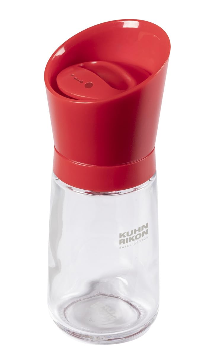 Kuhn Rikon Red Tulip Grinder - Salt and Pepper Mill, Herb & Spice Grinder, Adjustable Ceramic Mechanism, Mess-Free Top Grinding, BPA-Free Design