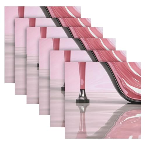 Servilletas de tela rosa con tacones altos paquete x6 miniatura 6