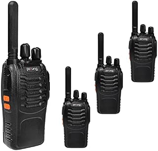 Walkie Talkie PMR446 License-free Two Way Radio, pofung PT88E 16 Channels Professional Rechargeable Long Range Walkie Talkies with Charger Base and Earpieces (Black, 4 Pack)