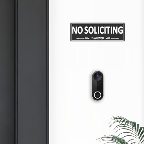 2 pack premium metal self-adhesive no soliciting sign for front door 75 x 25 inches aluminum no solicitation signs for house business home office window no fade rust free
