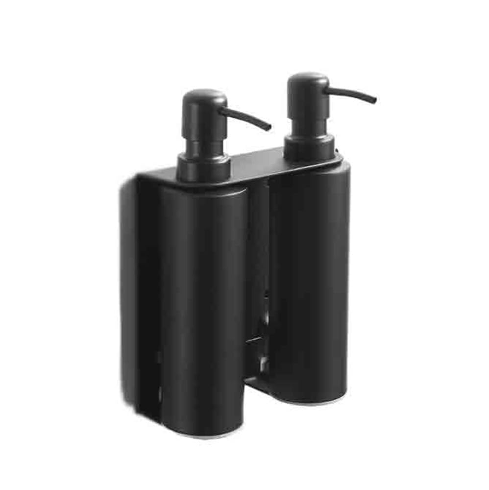 Botella de jabón Dispensador de jabón Pared Acero Inoxidable, dispensador loción for baño, sin Orificios, Redondo, for instalación Decoración de Cocina(Negro)