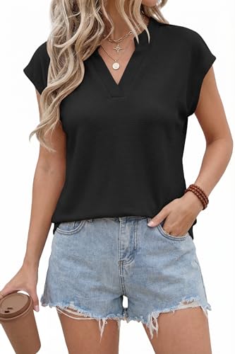 Save on Women's Waffle Knit V-Neck T-Shirt - Use Code LH3ZIK7Y