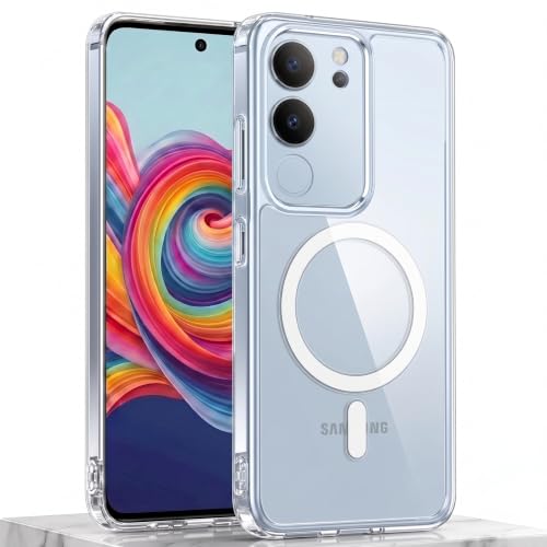 Image of TRUEUPGRADE Back Cover for Samsung Galaxy M36 5G Non Mag-Safe Transparent PC + TPU Bumper Case with Magnetic Support Shockproof Protection (Transparent Mag-Safe)